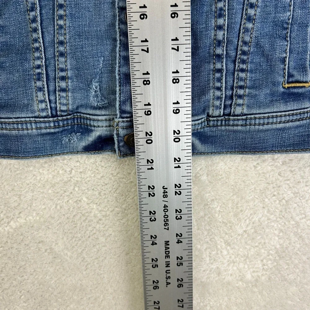 Abercrombie Kids Denim Jacket Girls 11/12 Embroidered Long Sleeve Flap Pockets